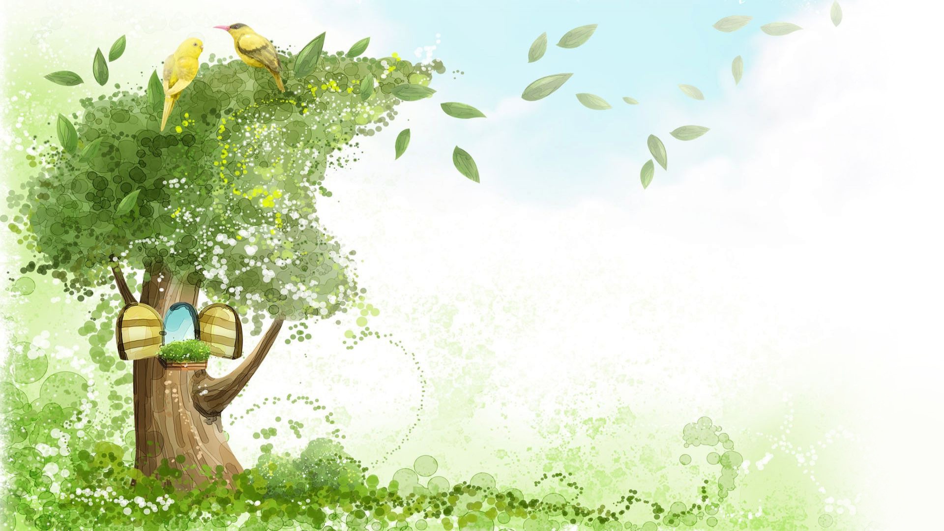 Trees & Birds Wallpaper